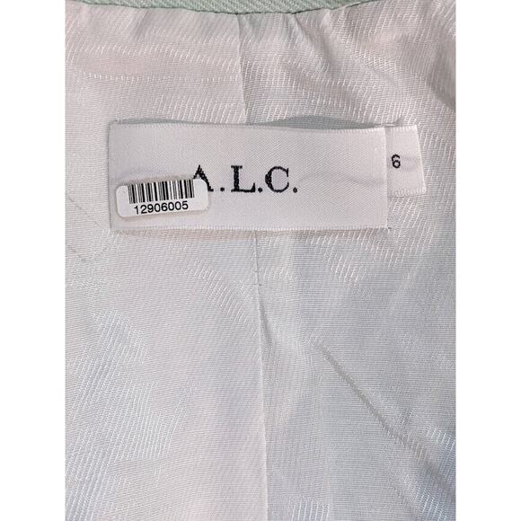 A.L.C. Size 6 Segwick Blazer Jacket Linen Cotton Mint Green Double Breasted - Picture 5 of 10
